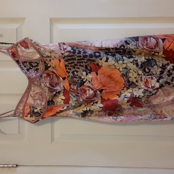 NWT Floral Animal Print Satin Corset Bodycon Midi - Picture 6 of 12